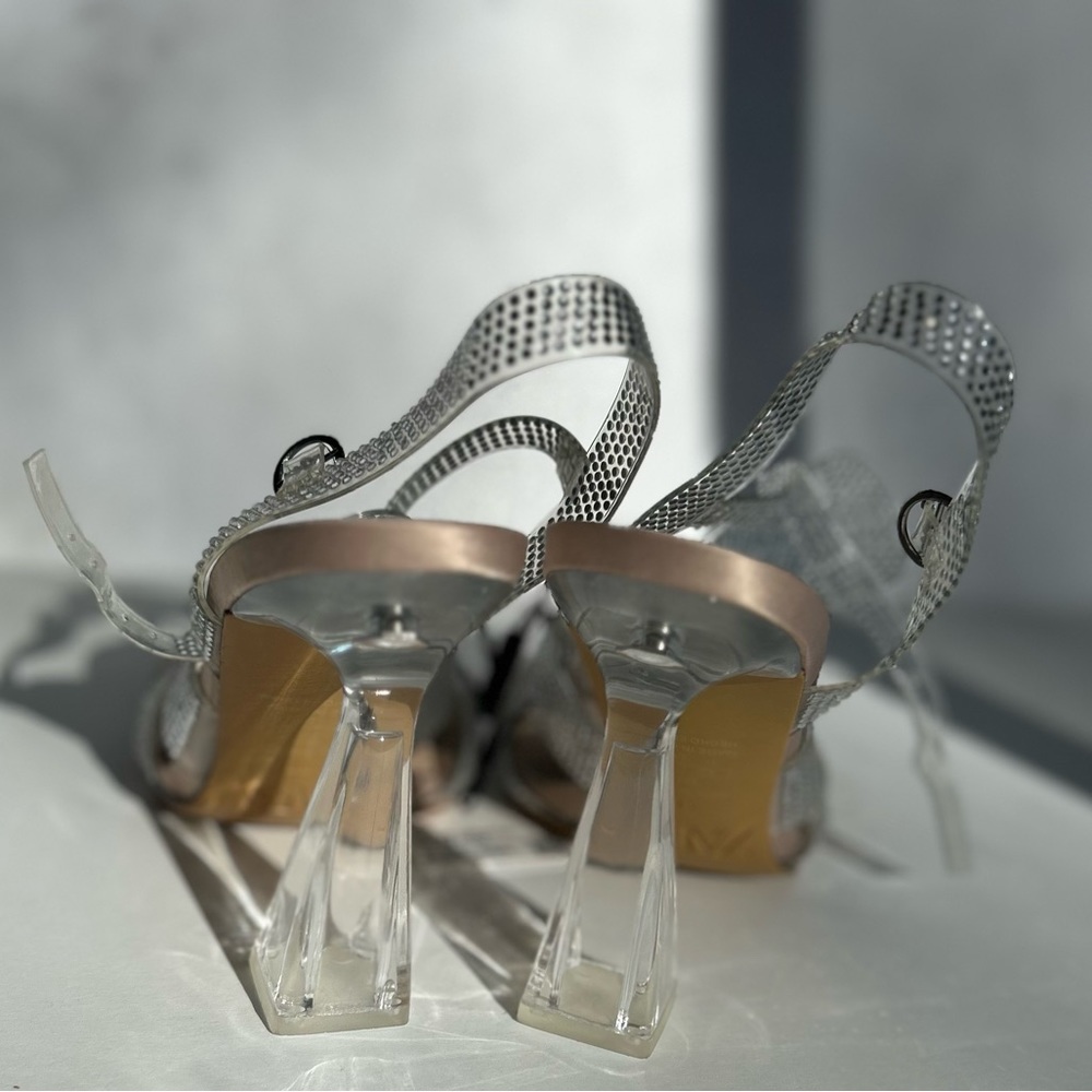 Zara Clear and Silver Strappy Heels - Picture 8 of 8